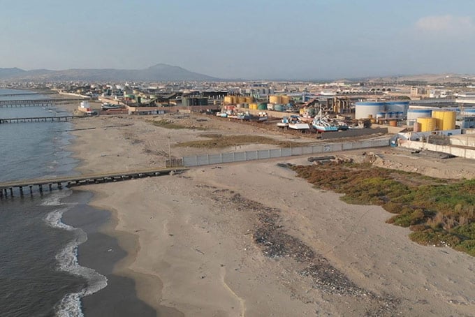 Fishmeal factories in Chimbote, Peru