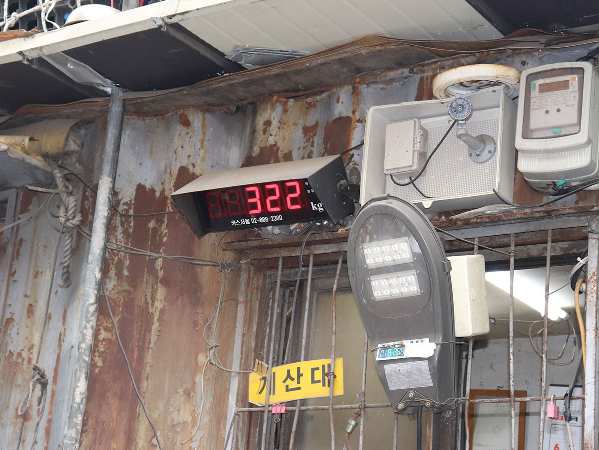 A scale reading 322 kg